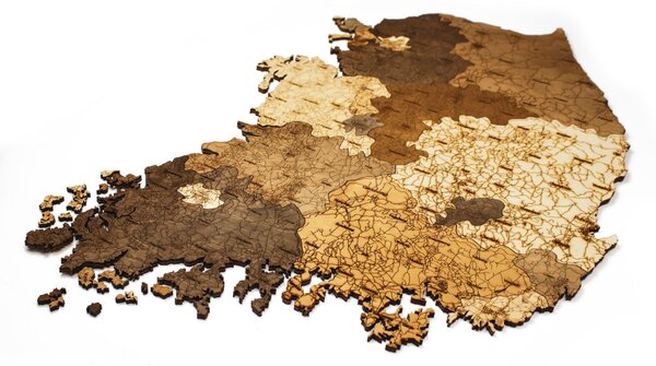 Natura Products - Dél-Korea 3D Fa Puzzle Térkép - Elegáns Fali Dekoráció