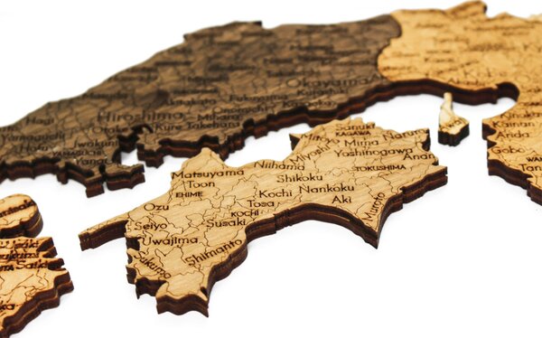 Natura Products - Japán 3D Fa Puzzle Térkép - Elegáns Fali Dekoráció