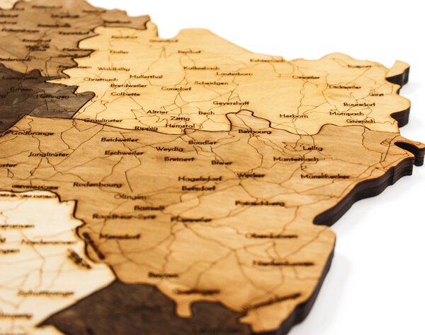 Natura Products - Luxemburg 3D Fa Puzzle Térkép - Elegáns Fali Dekoráció