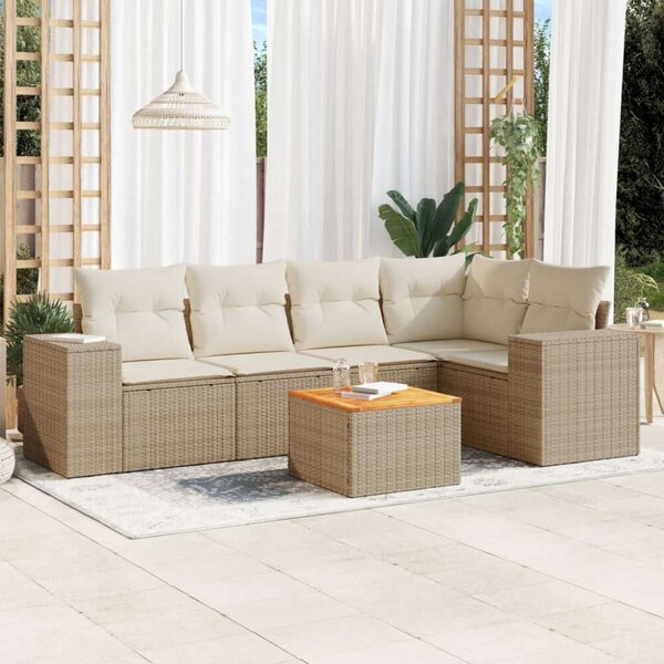 VidaXL Polyrattan Kerti Ülőgarnitúra - 6 részes - Bézs