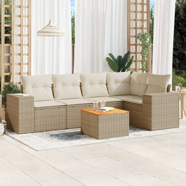 VidaXL Polyrattan Kerti Ülőgarnitúra - 6 részes - Bézs