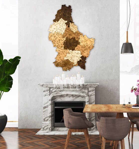 Natura Products - Luxemburg 3D Fa Puzzle Térkép - Elegáns Fali Dekoráció