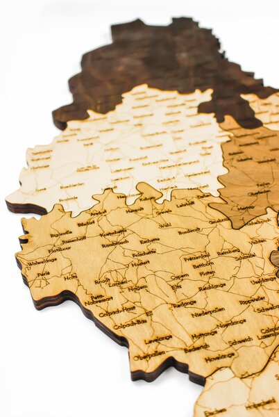 Natura Products - Luxemburg 3D Fa Puzzle Térkép - Elegáns Fali Dekoráció