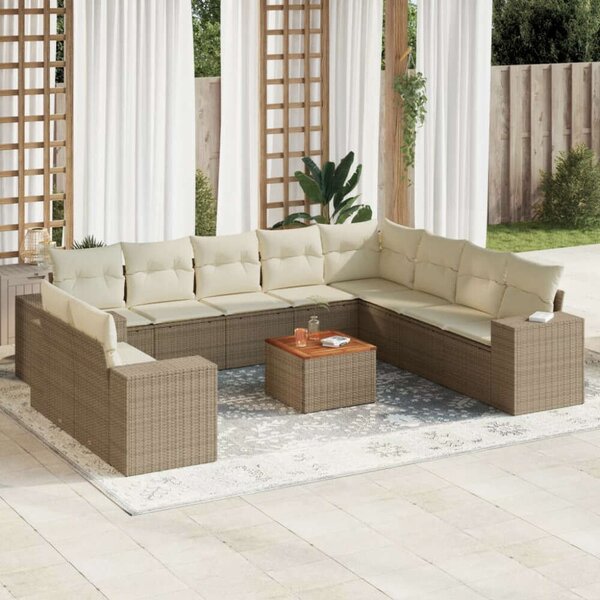 VidaXL Polyrattan Kerti Ülőgarnitúra - 11 részes - Bézs