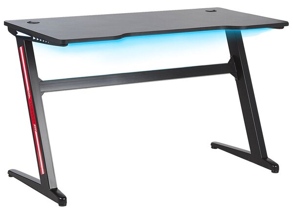Gamer asztal DARFUR Fekete 120 cm 60 cm RGB LED