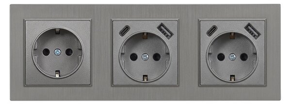 Nova III dugalj kettő USB csatlakozóval szürke szálcsiszolt kerettel