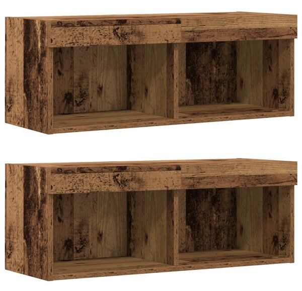 F Floating Shelf 2 db Régi fa 40x28.5x40 cm Mérnöki fa