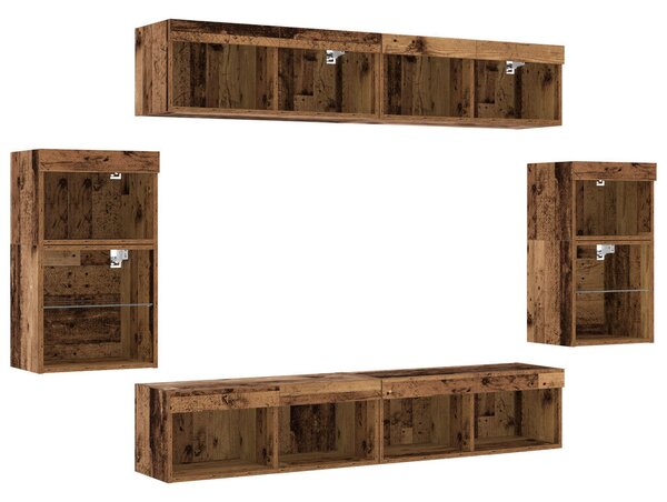 F Floating Shelf 2 db Régi fa 40x28.5x40 cm Mérnöki fa