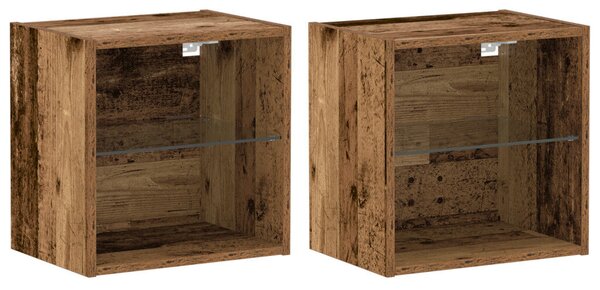 F Floating Shelf 2 db Régi fa 40x28.5x40 cm Mérnöki fa