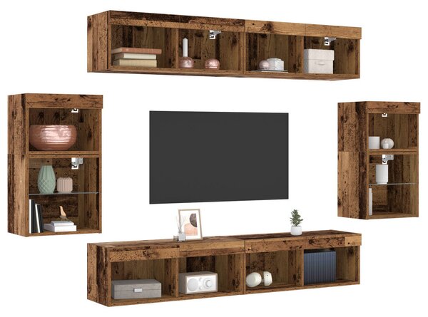 F Floating Shelf 2 db Régi fa 40x28.5x40 cm Mérnöki fa