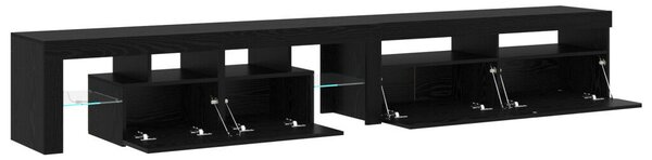 TV szekrények 2 db LED fényekkel fekete tölgy rétegelt fával