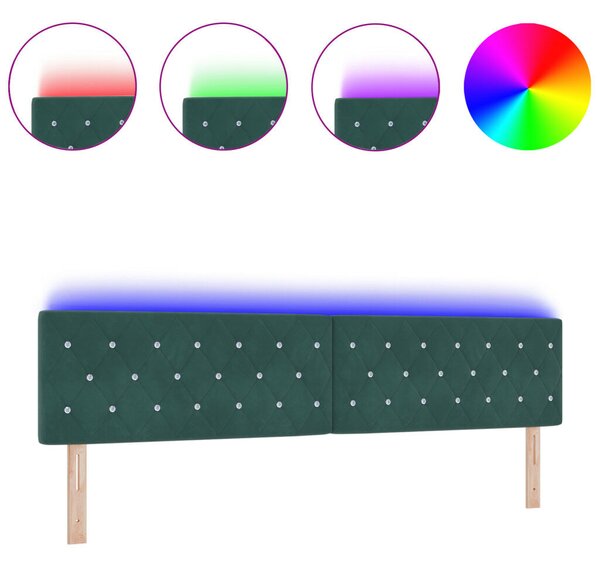 LED fejtámla kristálygombos steppelésű sötétzöld 100 cm bársony