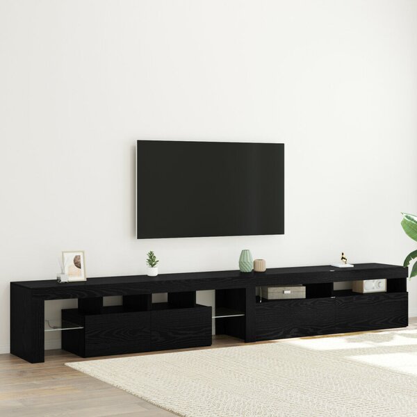 TV szekrények 2 db LED fényekkel fekete tölgy rétegelt fával