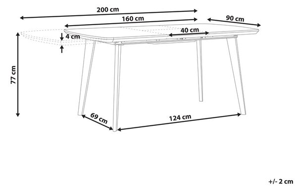 Kihúzható étkezőasztal MOSBY Márvány/arany 160/200 cm 90 cm