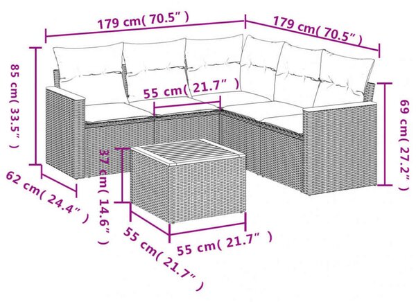 VidaXL Polyrattan Kerti Ülőgarnitúra - 6 Részes Szürke