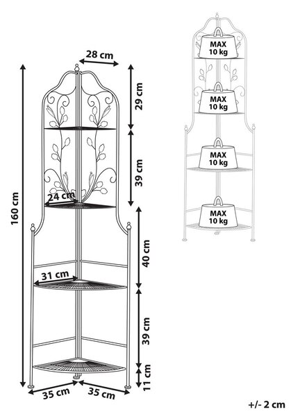 Sarokpolc SIDERNO Fém 158 cm 35 cm Fekete