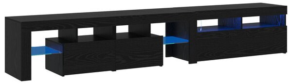 TV szekrény 2 db LED fényekkel Fekete tölgy Mérnöki fa