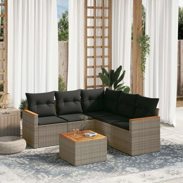VidaXL Polyrattan Kerti Ülőgarnitúra - 6 Részes Szürke