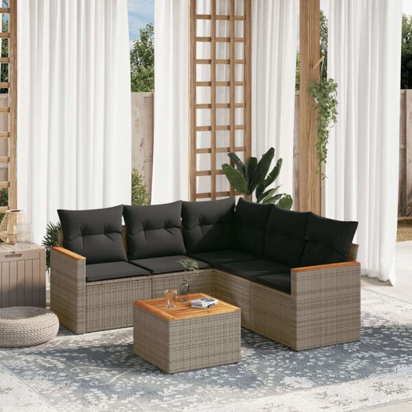 VidaXL Polyrattan Kerti Ülőgarnitúra - 6 Részes Szürke