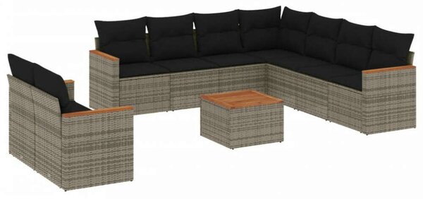 VidaXL Polyrattan Kerti Ülőgarnitúra - 10 részes - Szürke