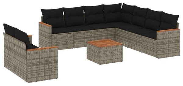 VidaXL Polyrattan Kerti Ülőgarnitúra - 10 részes - Szürke