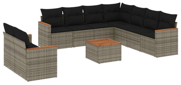 VidaXL Polyrattan Kerti Ülőgarnitúra - 10 részes - Szürke