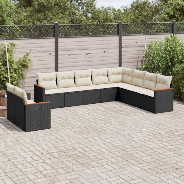 VidaXL Polyrattan Kerti Ülőgarnitúra - 10 részes - Fekete
