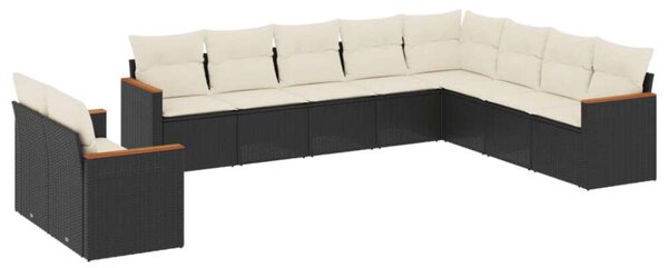VidaXL Polyrattan Kerti Ülőgarnitúra - 10 részes - Fekete
