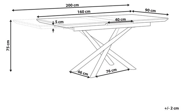 Kihúzható étkezőasztal MOIRA Fehér 160/200 cm 90 cm