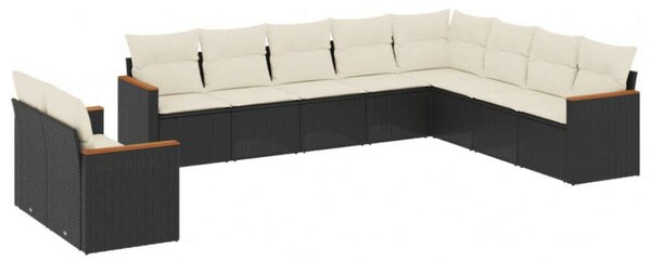 VidaXL Polyrattan Kerti Ülőgarnitúra - 10 részes - Fekete