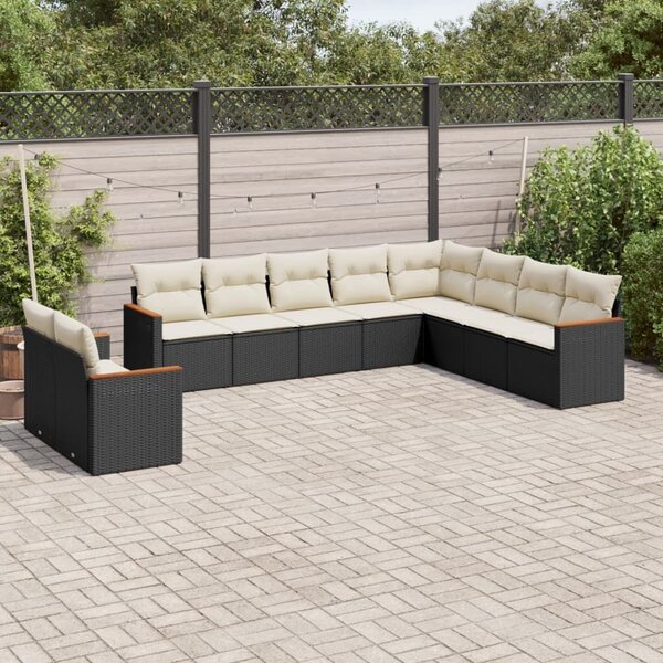 VidaXL Polyrattan Kerti Ülőgarnitúra - 10 részes - Fekete