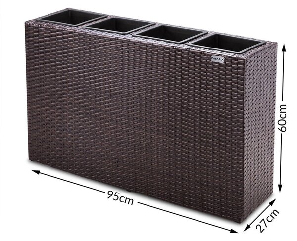 Virágtartó, polyrattan, barna, 95 x 27