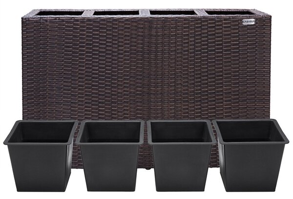 Virágtartó, polyrattan, barna, 95 x 27