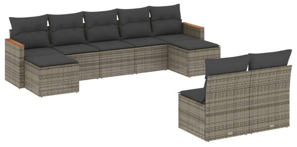 VidaXL Polyrattan Kerti Ülőgarnitúra - 9 részes - Szürke