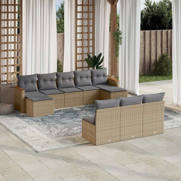 VidaXL Polyrattan Kerti Ülőgarnitúra - Bézs - 10 részes