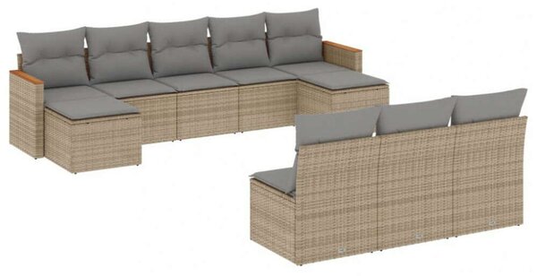 VidaXL Polyrattan Kerti Ülőgarnitúra - Bézs - 10 részes