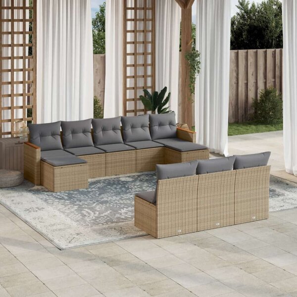 VidaXL Polyrattan Kerti Ülőgarnitúra - Bézs - 10 részes