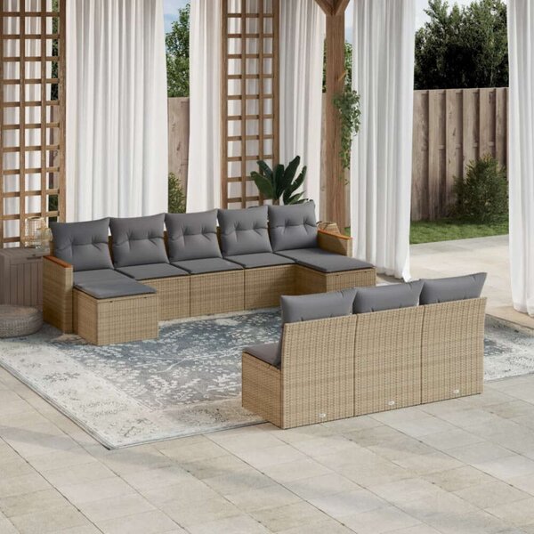 VidaXL Polyrattan Kerti Ülőgarnitúra - Bézs - 10 részes
