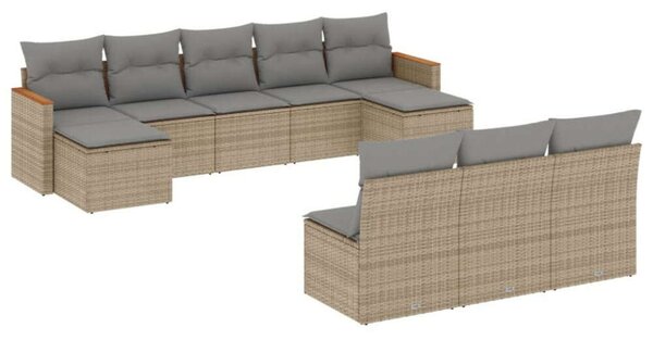 VidaXL Polyrattan Kerti Ülőgarnitúra - Bézs - 10 részes