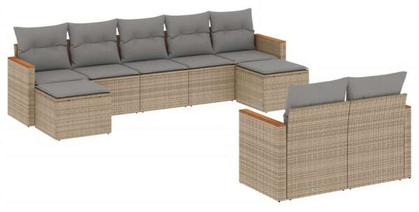 VidaXL Polyrattan Kerti Ülőgarnitúra - 9 részes - Bézs