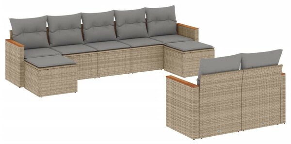 VidaXL Polyrattan Kerti Ülőgarnitúra - 9 részes - Bézs