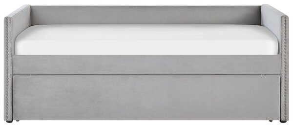 Kihúzható heverő Bársony TROYES 90 x 200 cm Világosszürke