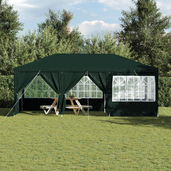 VidaXL Parti sátor 10 oldalfallal 6x4 m, PE, Zöld