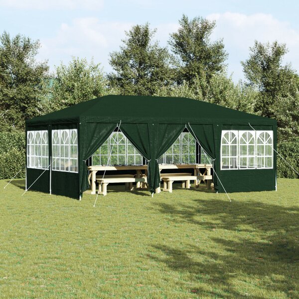 VidaXL Parti sátor 10 oldalfallal 6x4 m, PE, Zöld