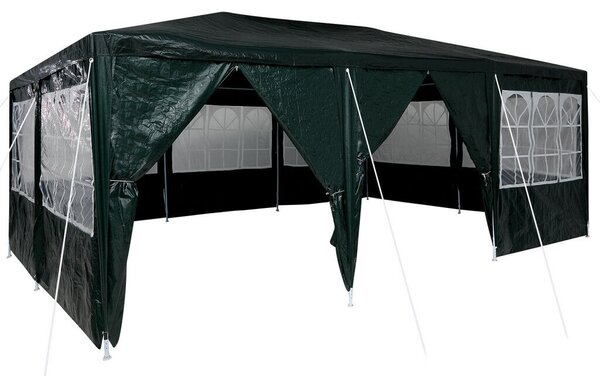 VidaXL Parti sátor 10 oldalfallal 6x4 m, PE, Zöld