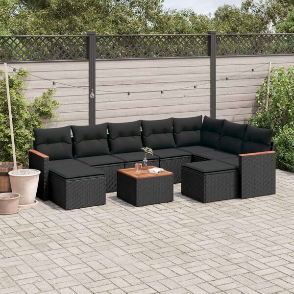 VidaXL Polyrattan Kerti Ülőgarnitúra - 10 részes - Fekete