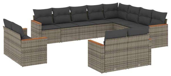 VidaXL Polyrattan Kerti Ülőgarnitúra - 12 részes - Szürke
