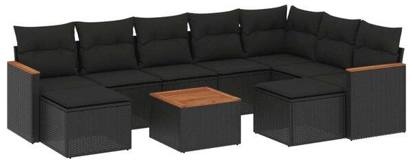 VidaXL Polyrattan Kerti Ülőgarnitúra - 10 részes - Fekete