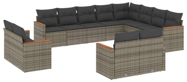 VidaXL Polyrattan Kerti Ülőgarnitúra - 12 részes - Szürke