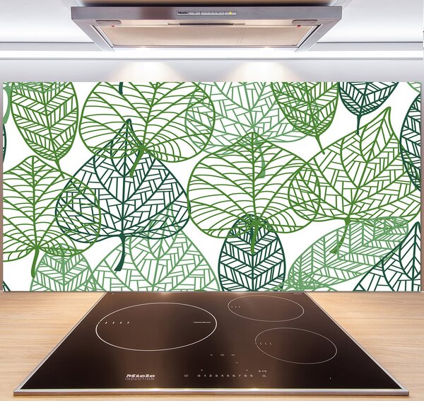 Konyhai dekor panel Zöld levelek mintázata